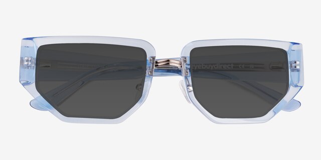 Elate Crystal Blue AcetateSunglass Frames from EyeBuyDirect, Closed View