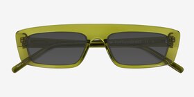 Novo Crystal Olive Green Acétate Soleil de Lunette de vue d'EyeBuyDirect, Vue Rapprochée