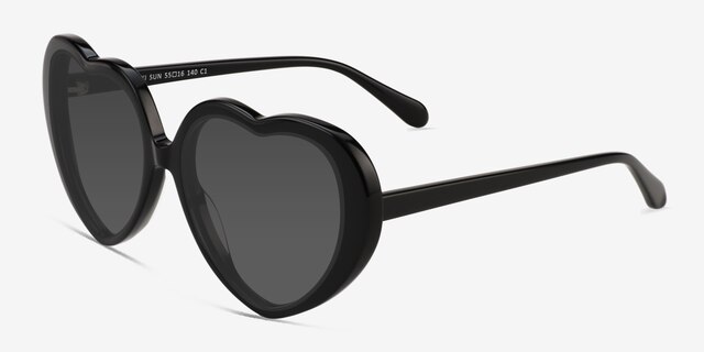 Suki Sun Noir AcétateSoleil de Lunette de vue d'EyeBuyDirect, Vue d'Angle