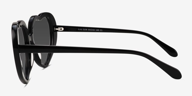 Suki Sun Noir AcétateSoleil de Lunette de vue d'EyeBuyDirect, Vue de Côté