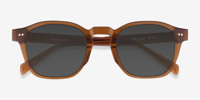 Lennox Crystal Brown AcetateSunglass Frames from EyeBuyDirect, Closed View
