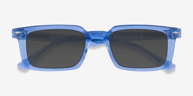 Riley Crystal Blue AcetateSunglass Frames from EyeBuyDirect, Closed View