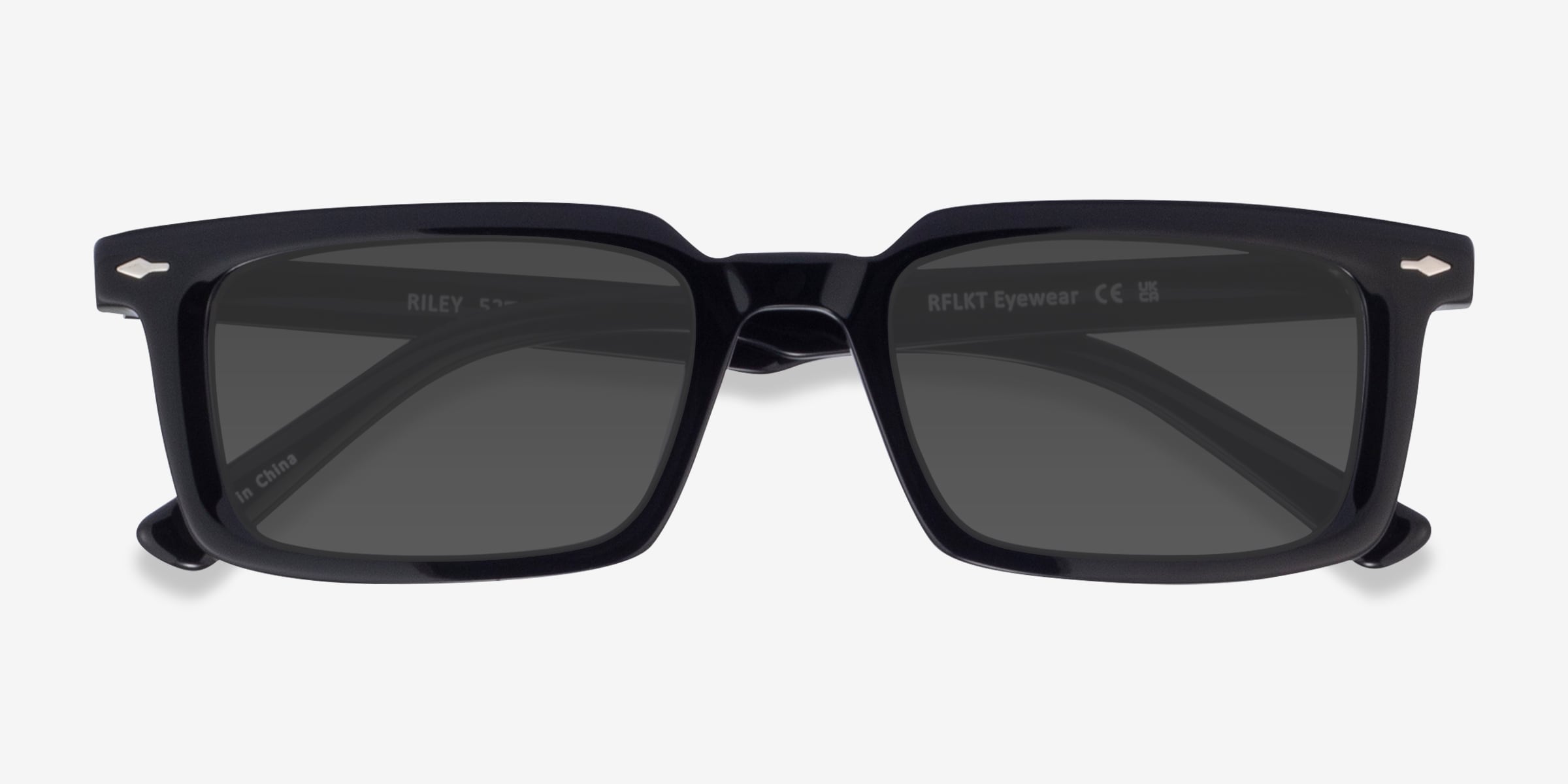 Riley - Rectangle Black Frame Prescription Sunglasses