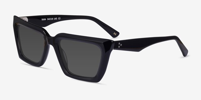 Yara Black AcetateSunglass Frames from EyeBuyDirect, Angle View