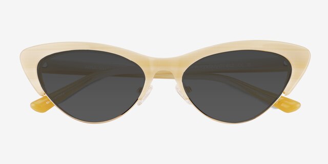 Aina Striped Brown AcetateSunglass Frames from EyeBuyDirect, Closed View