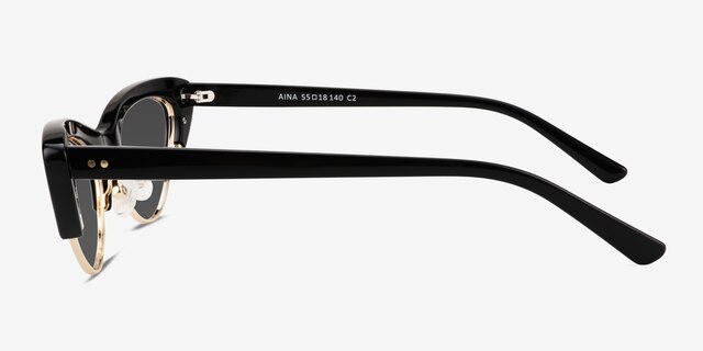 Aina Black Gold AcetateSunglass Frames from EyeBuyDirect, Side View