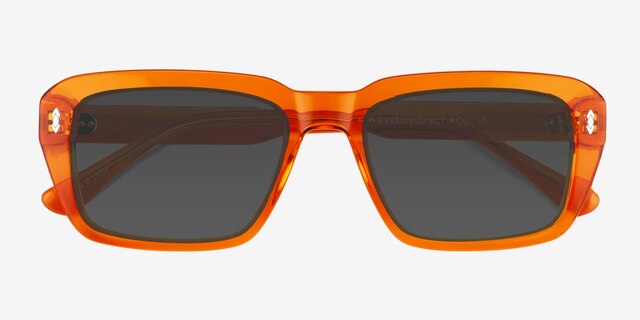 Grounded Crystal Orange AcetateSunglass Frames from EyeBuyDirect, Closed View