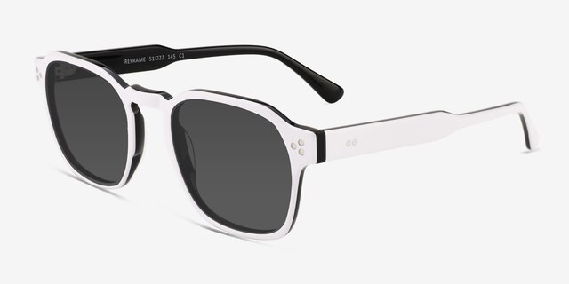 Reframe White Black AcetateSunglass Frames from EyeBuyDirect, Angle View