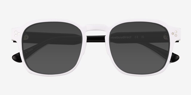 Reframe White Black AcetateSunglass Frames from EyeBuyDirect, Closed View