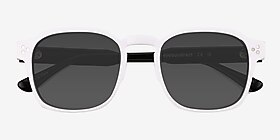 Reframe White Black Acétate Soleil de Lunette de vue d'EyeBuyDirect, Vue Rapprochée