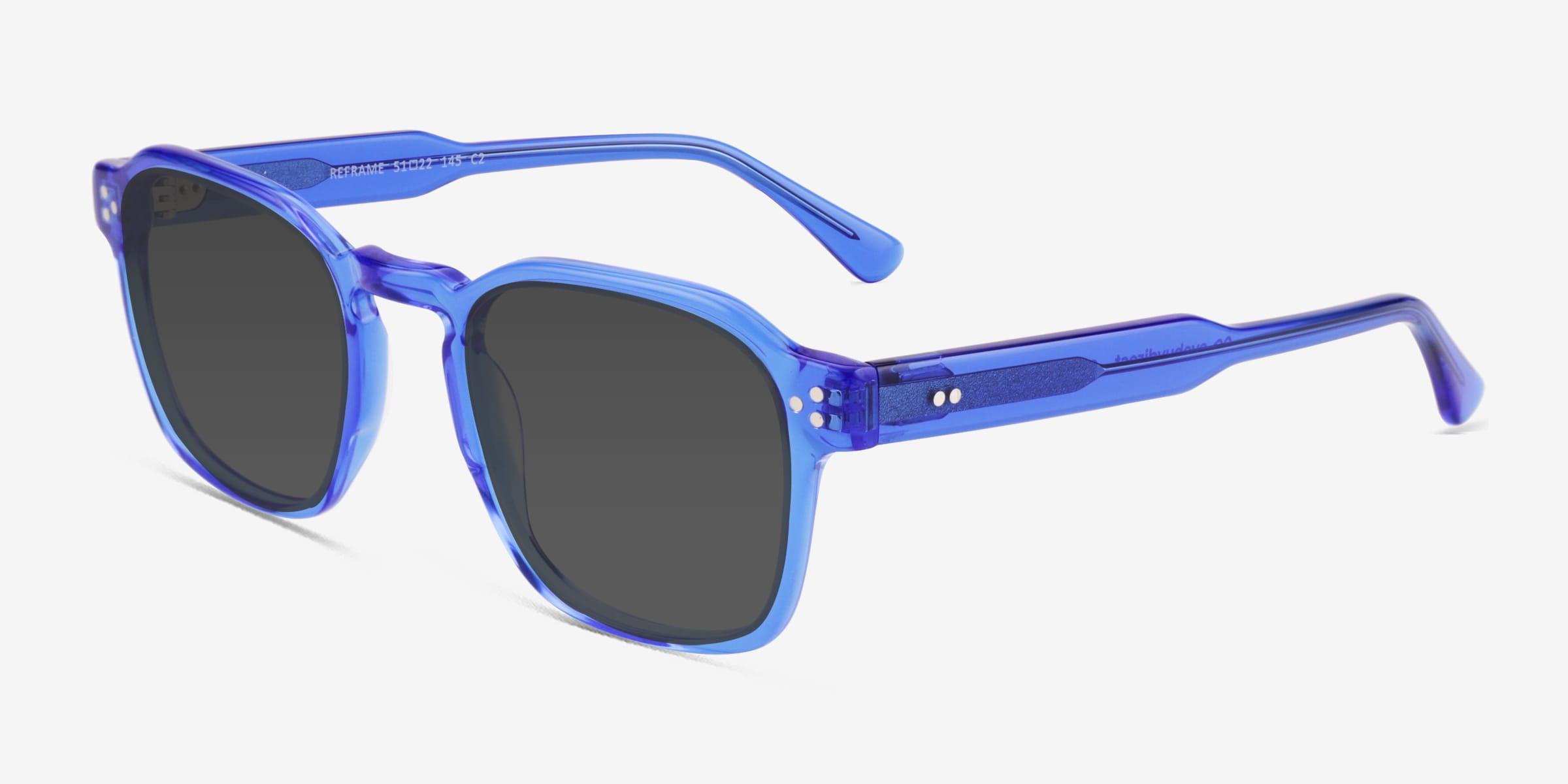 Reframe - Square Crystal Blue Frame Prescription Sunglasses  display picture 3