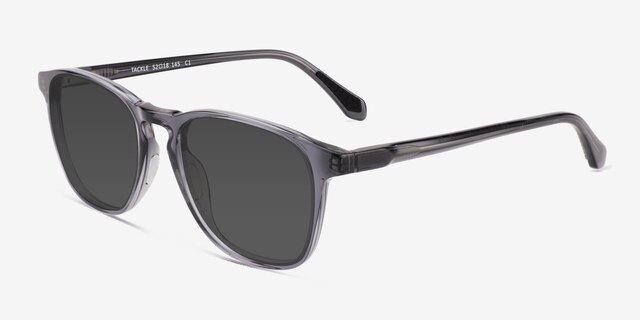 Tackle Crystal Dark Gray AcetateSunglass Frames from EyeBuyDirect, Angle View
