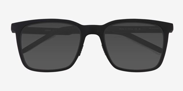 Verge Matte Black PlasticSunglass Frames from EyeBuyDirect, Closed View