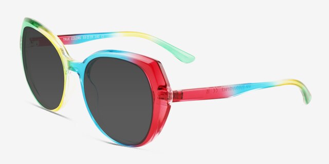 True Colors Rainbow PlasticSunglass Frames from EyeBuyDirect, Angle View