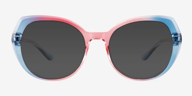True Colors Blue Pink PlasticSunglass Frames from EyeBuyDirect, Front View