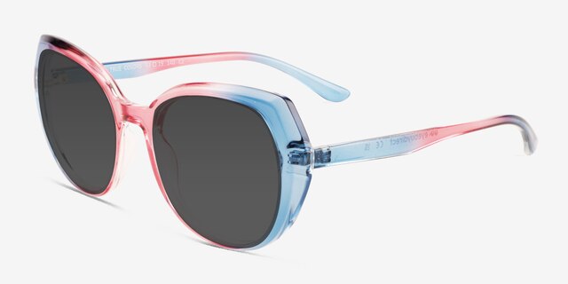 True Colors Blue Pink PlasticSunglass Frames from EyeBuyDirect, Angle View