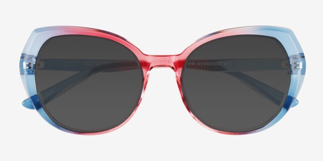 True Colors Blue Pink PlasticSunglass Frames from EyeBuyDirect, Closed View