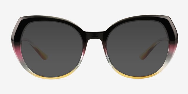 True Colors Black Yellow PlasticSunglass Frames from EyeBuyDirect, Front View