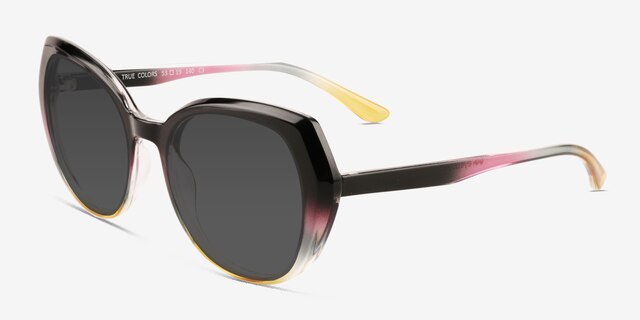 True Colors Black Yellow PlasticSunglass Frames from EyeBuyDirect, Angle View