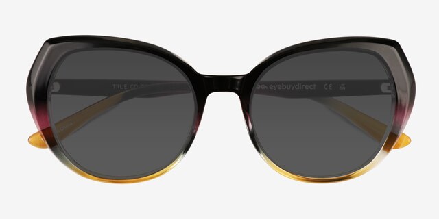 True Colors Black Yellow PlasticSunglass Frames from EyeBuyDirect, Closed View