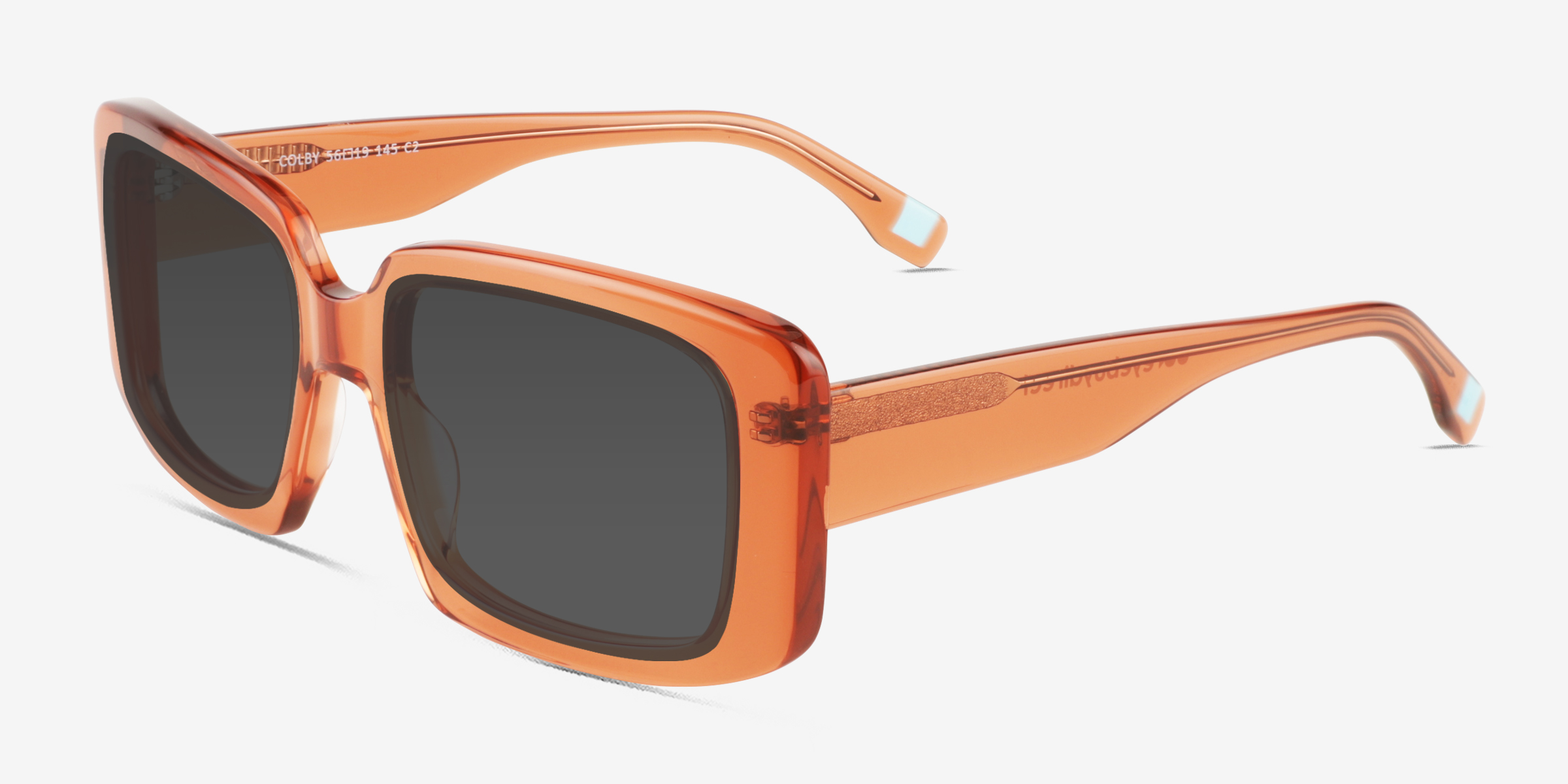 Colby - Square Clear Orange Frame Prescription Sunglasses | Eyebuydirect