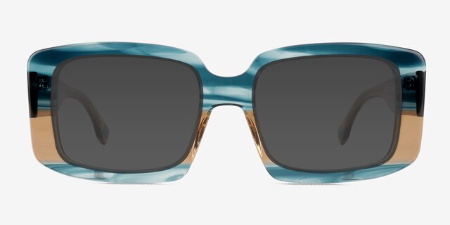 Colby Striped Blue Brown AcetateSunglass Frames from EyeBuyDirect, Front View