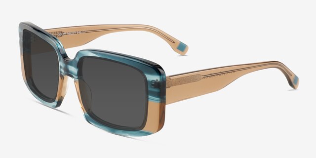 Colby Striped Blue Brown AcetateSunglass Frames from EyeBuyDirect, Angle View