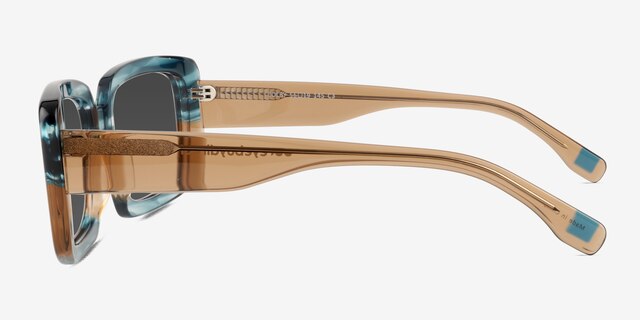 Colby Striped Blue Brown AcetateSunglass Frames from EyeBuyDirect, Side View