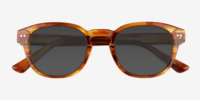 Carrie Striped Tortoise AcetateSunglass Frames from EyeBuyDirect, Closed View