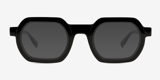 Channing Noir AcétateSoleil de Lunette de vue d'EyeBuyDirect, Vue de Face