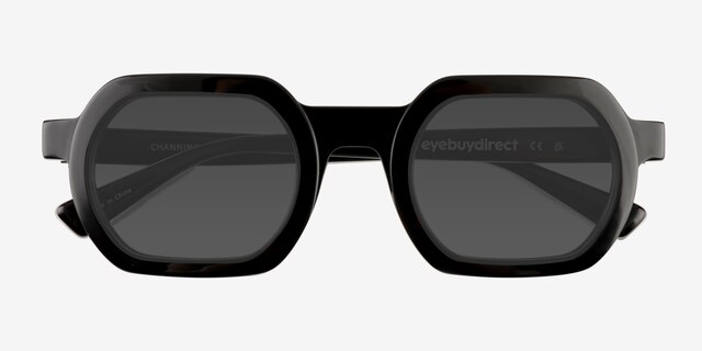 Channing Noir AcétateSoleil de Lunette de vue d'EyeBuyDirect, Vue Rapprochée