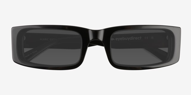Alaric Black AcetateSunglass Frames from EyeBuyDirect, Closed View