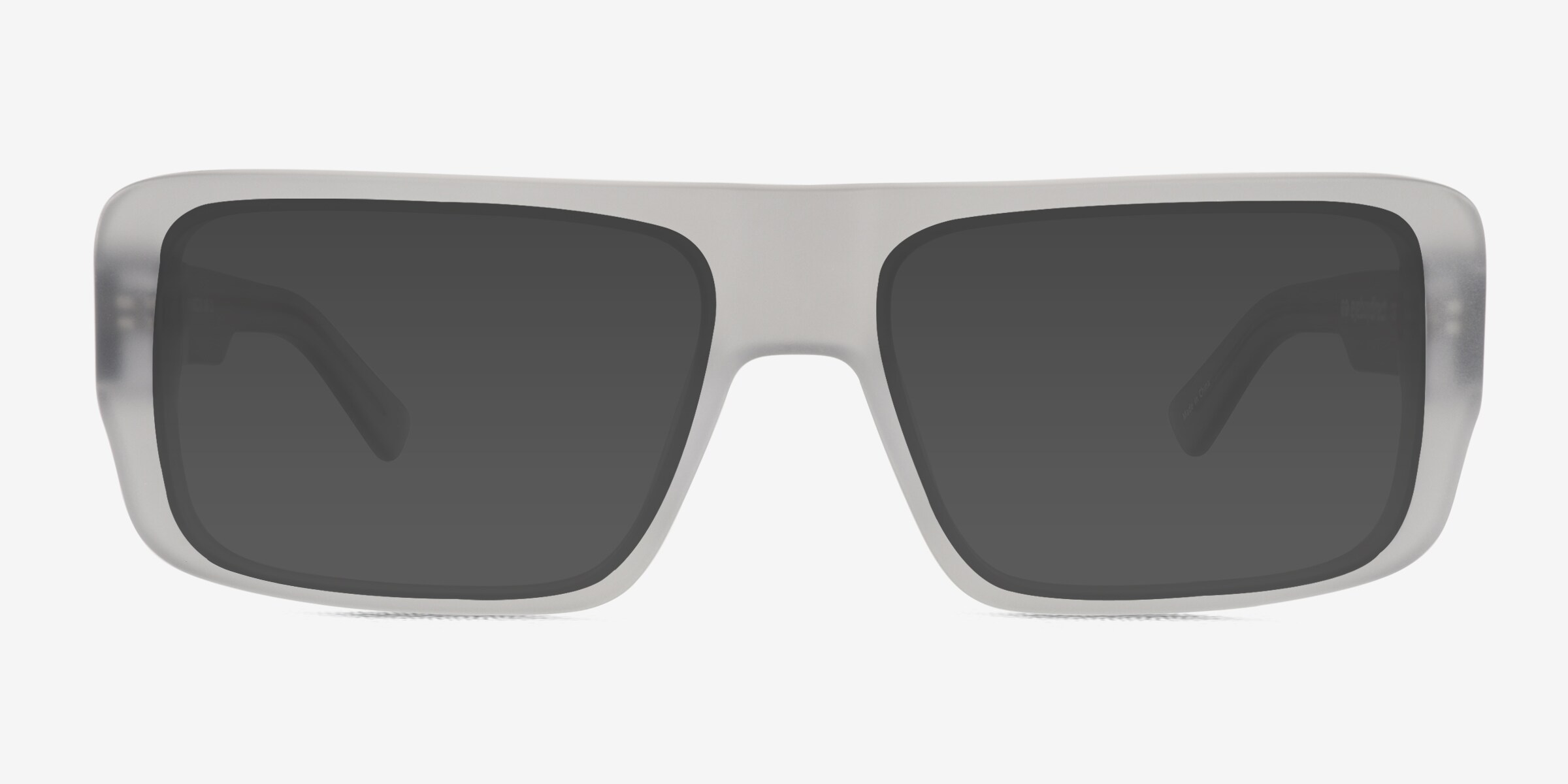Nick - Square Clear Matte Gray Frame Prescription Sunglasses