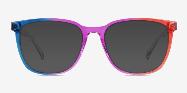 Shine Bright Purple Orange Rainbow PlasticSunglass Frames from EyeBuyDirect, Front View