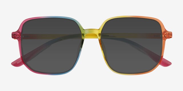 Sunlit Clear Rainbow PlasticSunglass Frames from EyeBuyDirect, Closed View