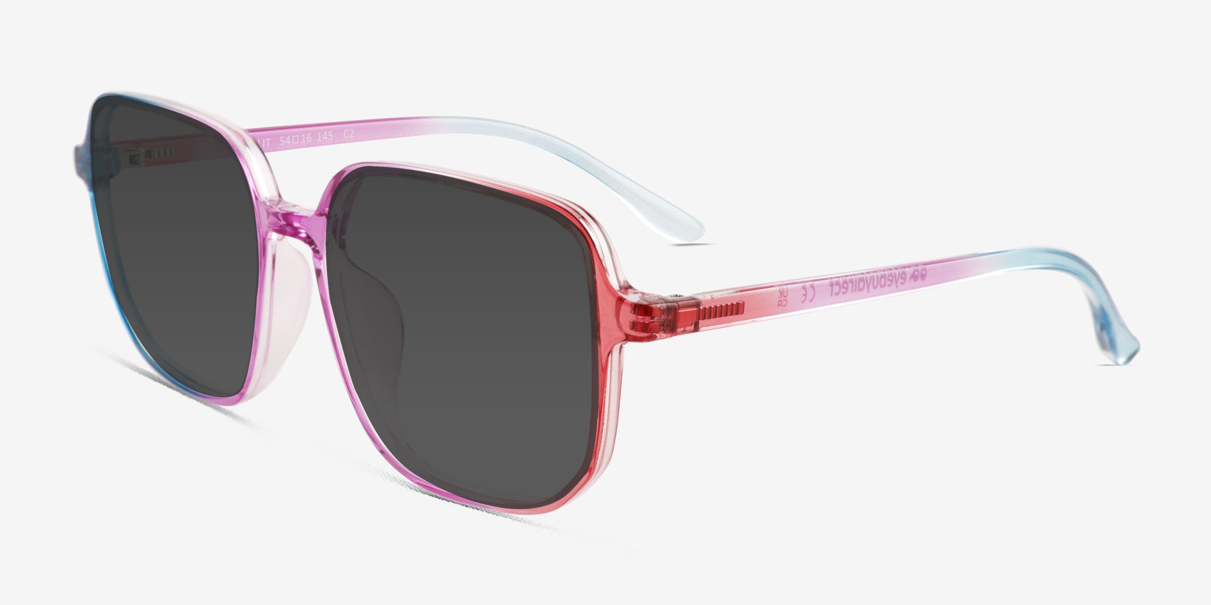 Purple to Pink Ombre Square Sunglasses Kids Translucent Flat Top Square Colored Tinted Lens Small  main image 2