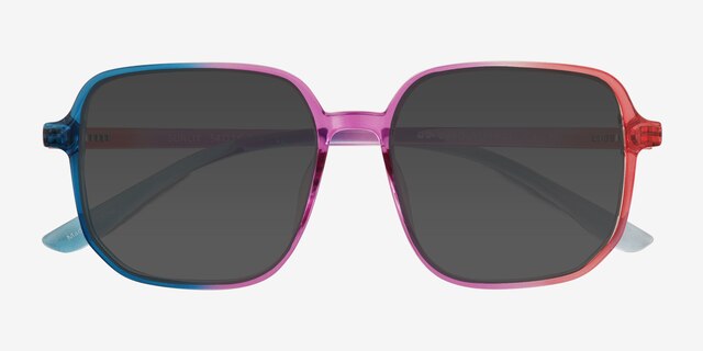 Sunlit Clear Purple Pink Rainbow PlasticSunglass Frames from EyeBuyDirect, Closed View