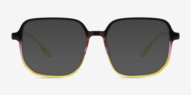 Sunlit Clear Black Purple Yellow PlasticSunglass Frames from EyeBuyDirect, Front View