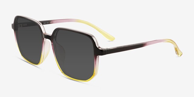 Sunlit Clear Black Purple Yellow PlasticSunglass Frames from EyeBuyDirect, Angle View