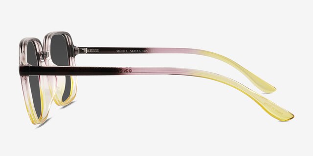 Sunlit Clear Black Purple Yellow PlasticSunglass Frames from EyeBuyDirect, Side View