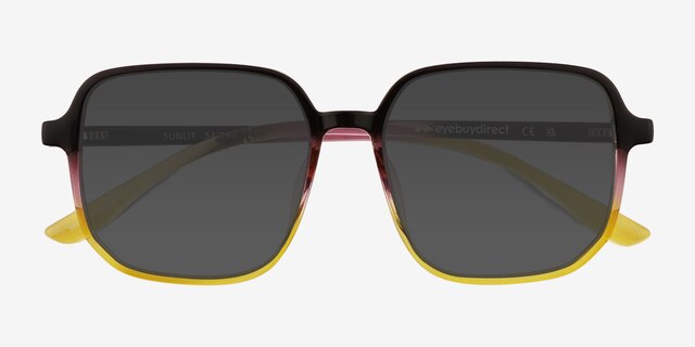 Sunlit Clear Black Purple Yellow PlasticSunglass Frames from EyeBuyDirect, Closed View