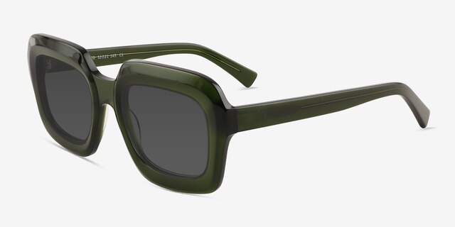 Chirico Clear Green AcetateSunglass Frames from EyeBuyDirect, Angle View