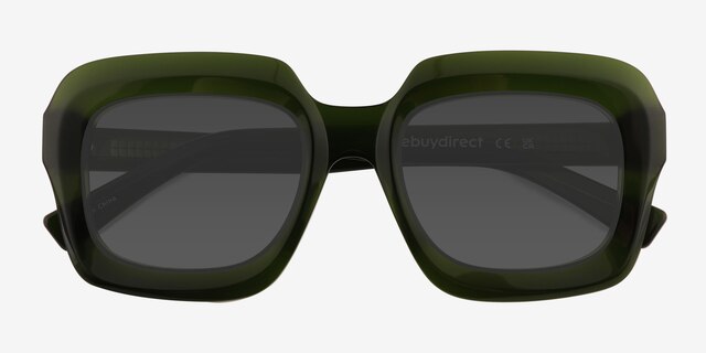 Chirico Clear Green AcetateSunglass Frames from EyeBuyDirect, Closed View