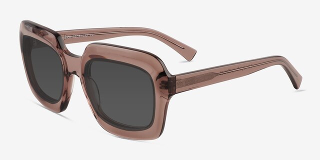 Chirico Clear Brown AcetateSunglass Frames from EyeBuyDirect, Angle View