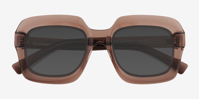 Chirico Clear Brown AcetateSunglass Frames from EyeBuyDirect, Closed View