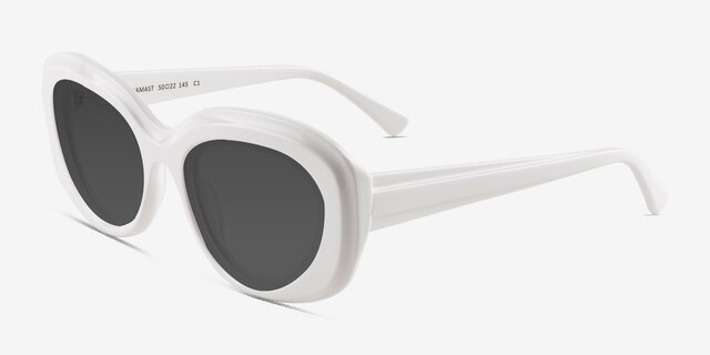Damast Cream White AcetateSunglass Frames from EyeBuyDirect, Angle View