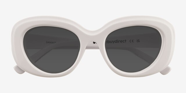 Damast Cream White AcetateSunglass Frames from EyeBuyDirect, Closed View