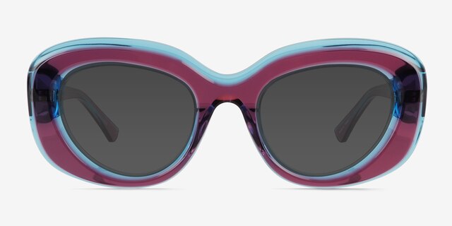 Damast Clear Purple Blue AcetateSunglass Frames from EyeBuyDirect, Front View