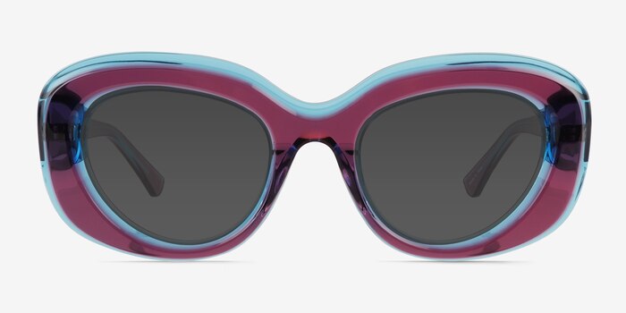 Damast Clear Purple Blue Acétate Soleil de Lunette de vue d'EyeBuyDirect