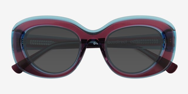 Damast Clear Purple Blue AcetateSunglass Frames from EyeBuyDirect, Closed View